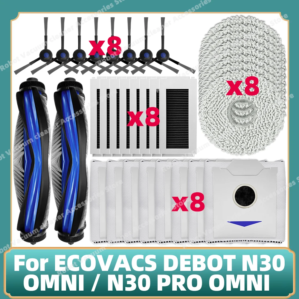 Cocok untuk Ecovacs Debot N30 OMNI / N30 PRO OMNI pengganti sikat sisi utama kain pel suku cadang Aksesori kantung debu