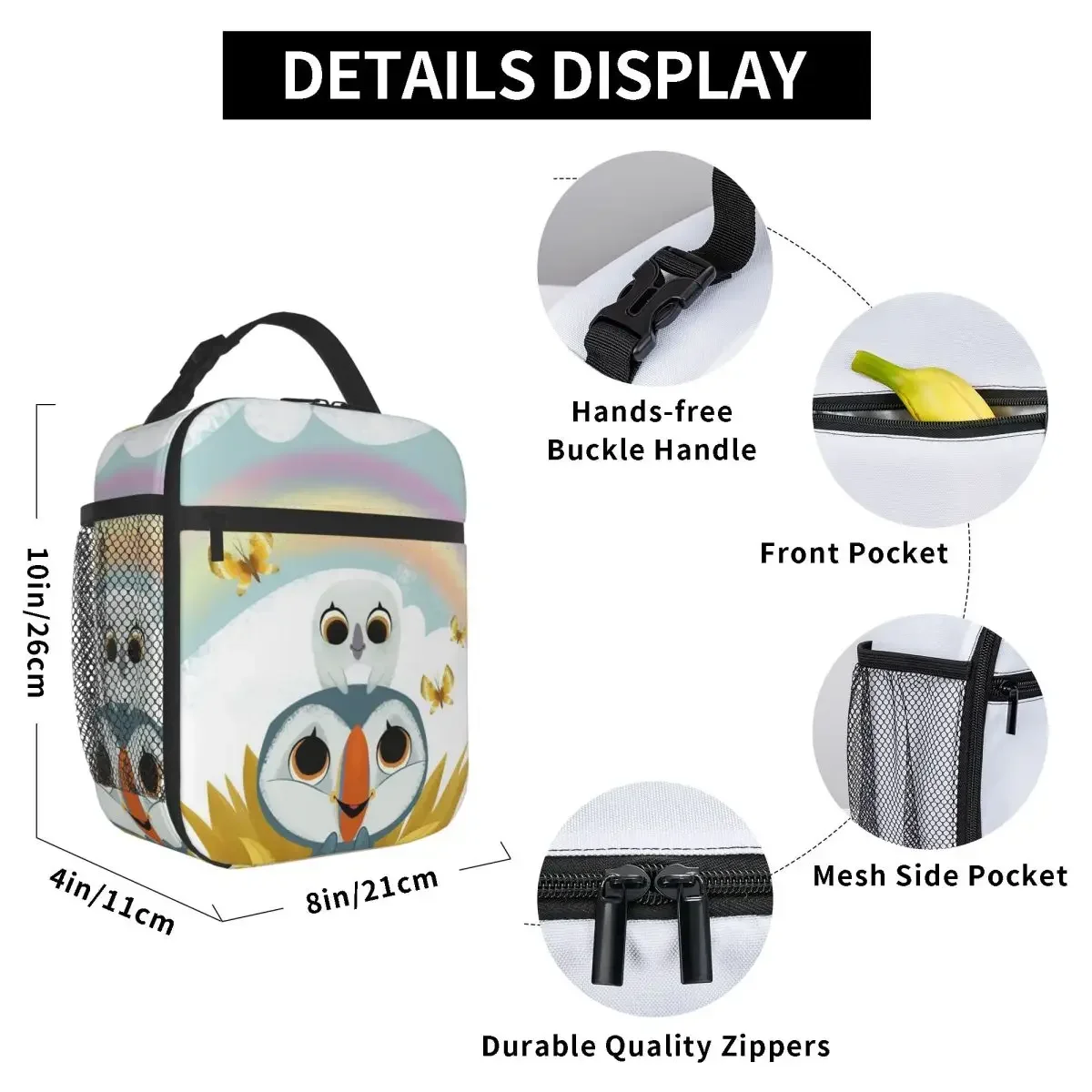 Custom Bag Custom Puffin Rock And New Friends Insulated Lunch Bag For Women Office Cooler Thermal Food Box Tote Portable Lunch B