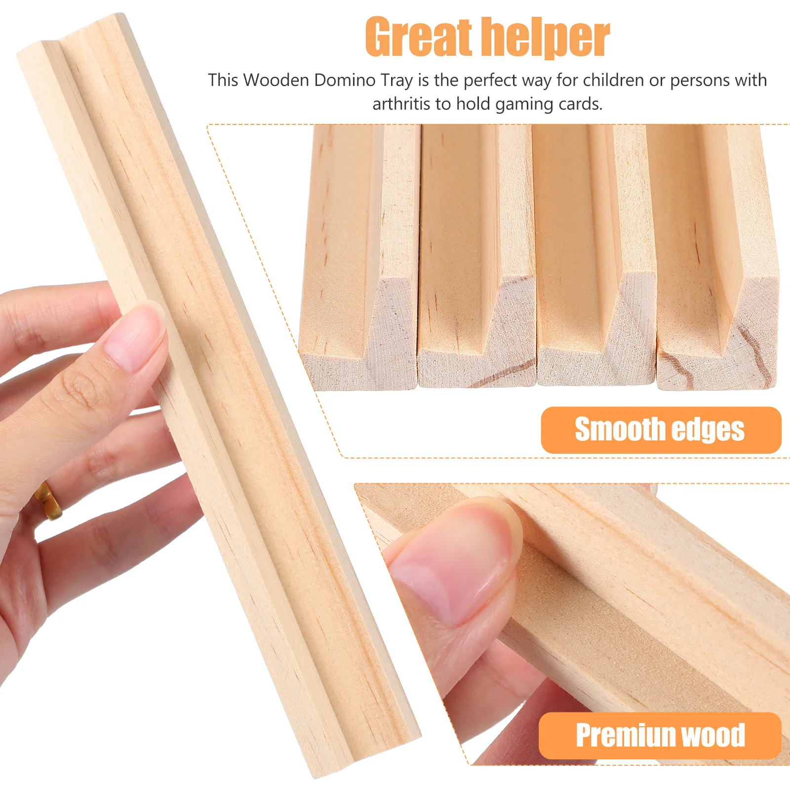 8Pcs Wooden Domino Racks Desktop Multi-Function Display Trays DIY Holder for Alphabet Cards Educational Supplies