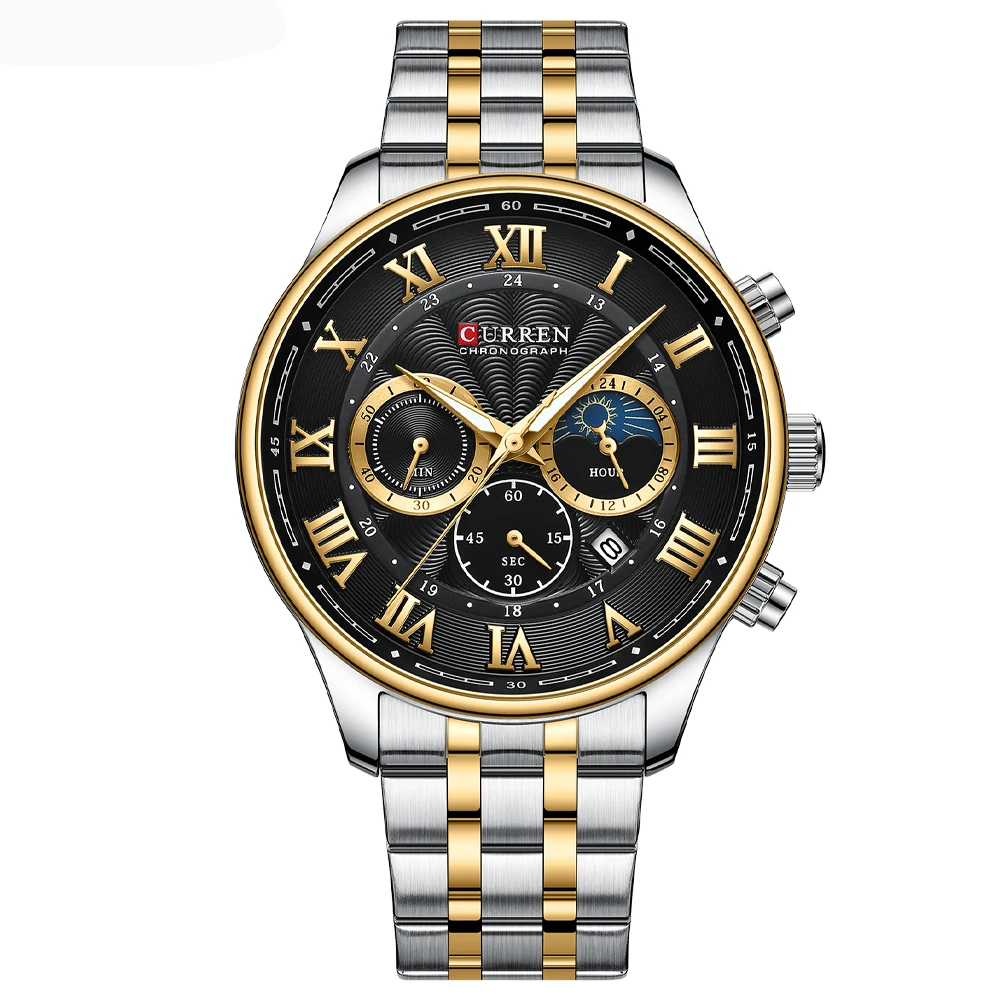 Curren casual neue Herren uhren mit Datum klassischen Chronographen Edelstahl Armbanduhren mit leuchtenden Zeigern männliche Uhr 6