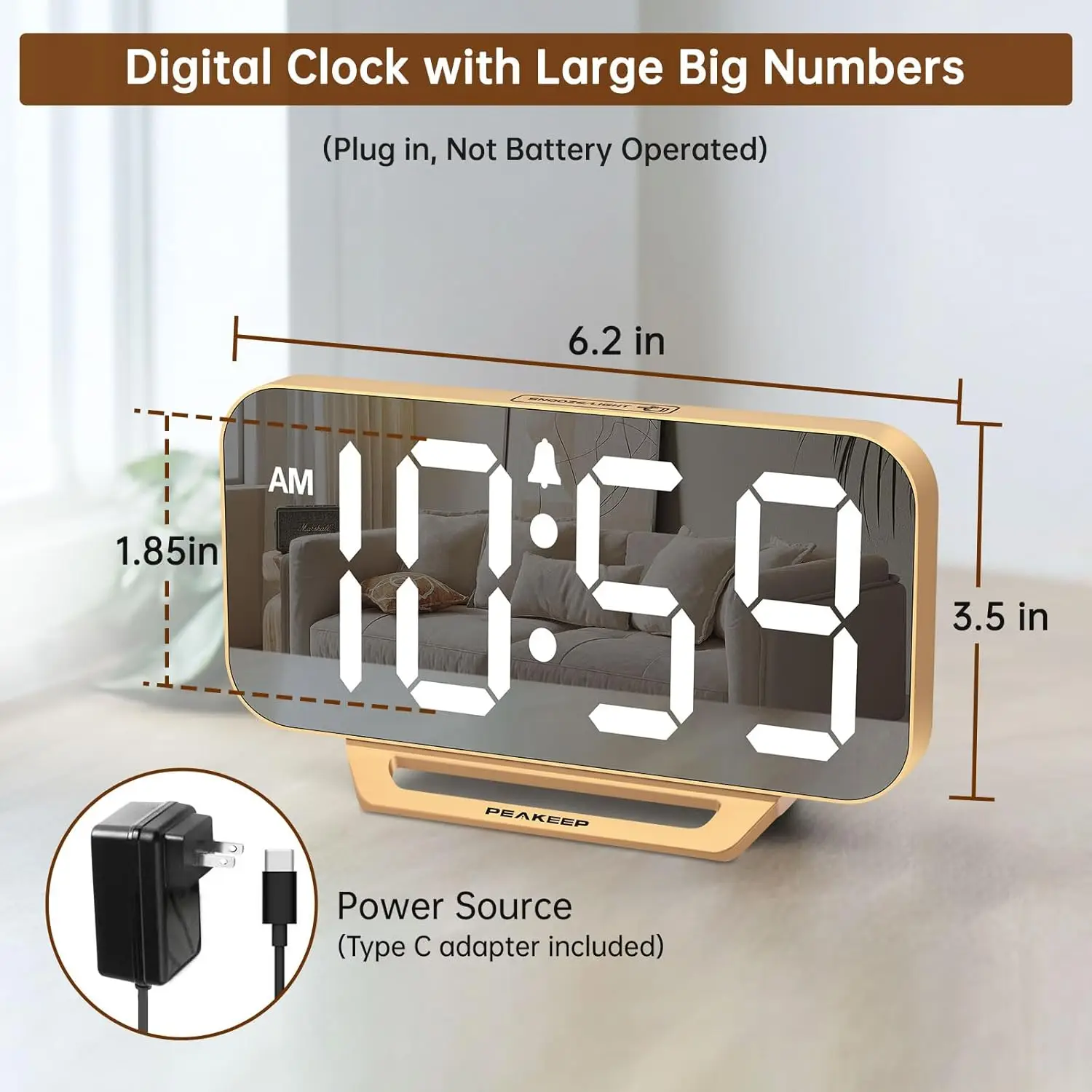 Slim Mirror Digital Alarm Clock 2