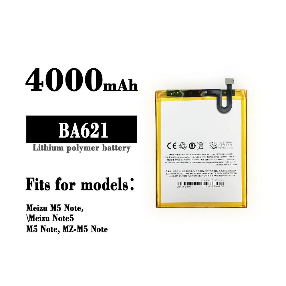 Latest Battery For MEIZU M5 Note M621H Note5 Mobile Phone BA621 Internal 4000mAh
