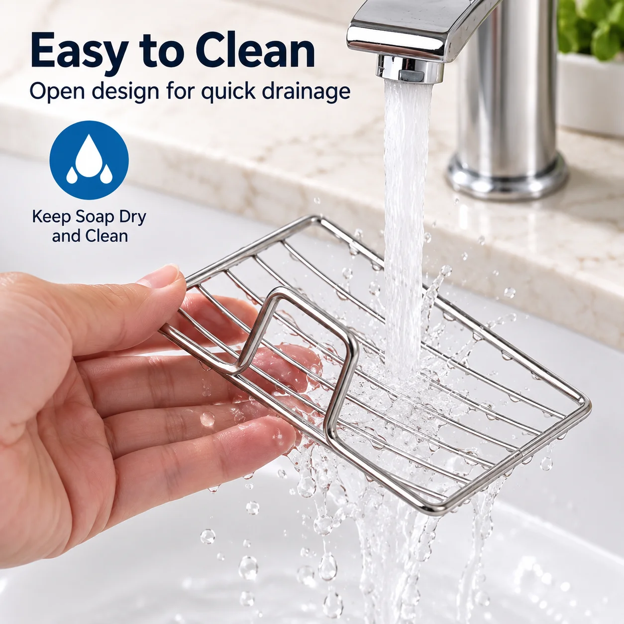 No Drill Wall Mounted Soap Dish Draining Soap Holder Bathroom Shower Storage Rack Adhesive Metal Soap Tray Organizer for Sink - view 3