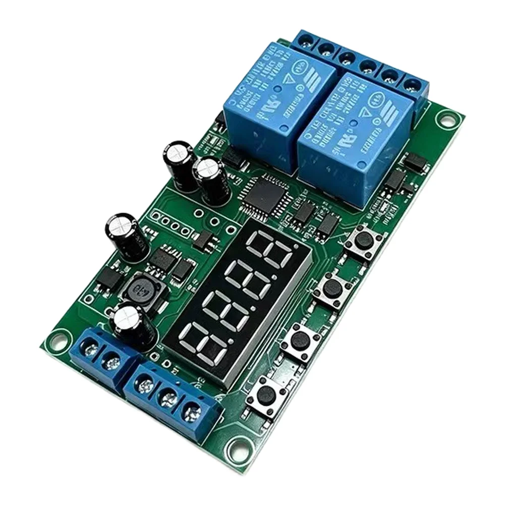 Dual Channel DC Time Delay Relay Module 7V to 30V Wide Voltage Range with 16 Modes and 0.01s-999min Timing Control