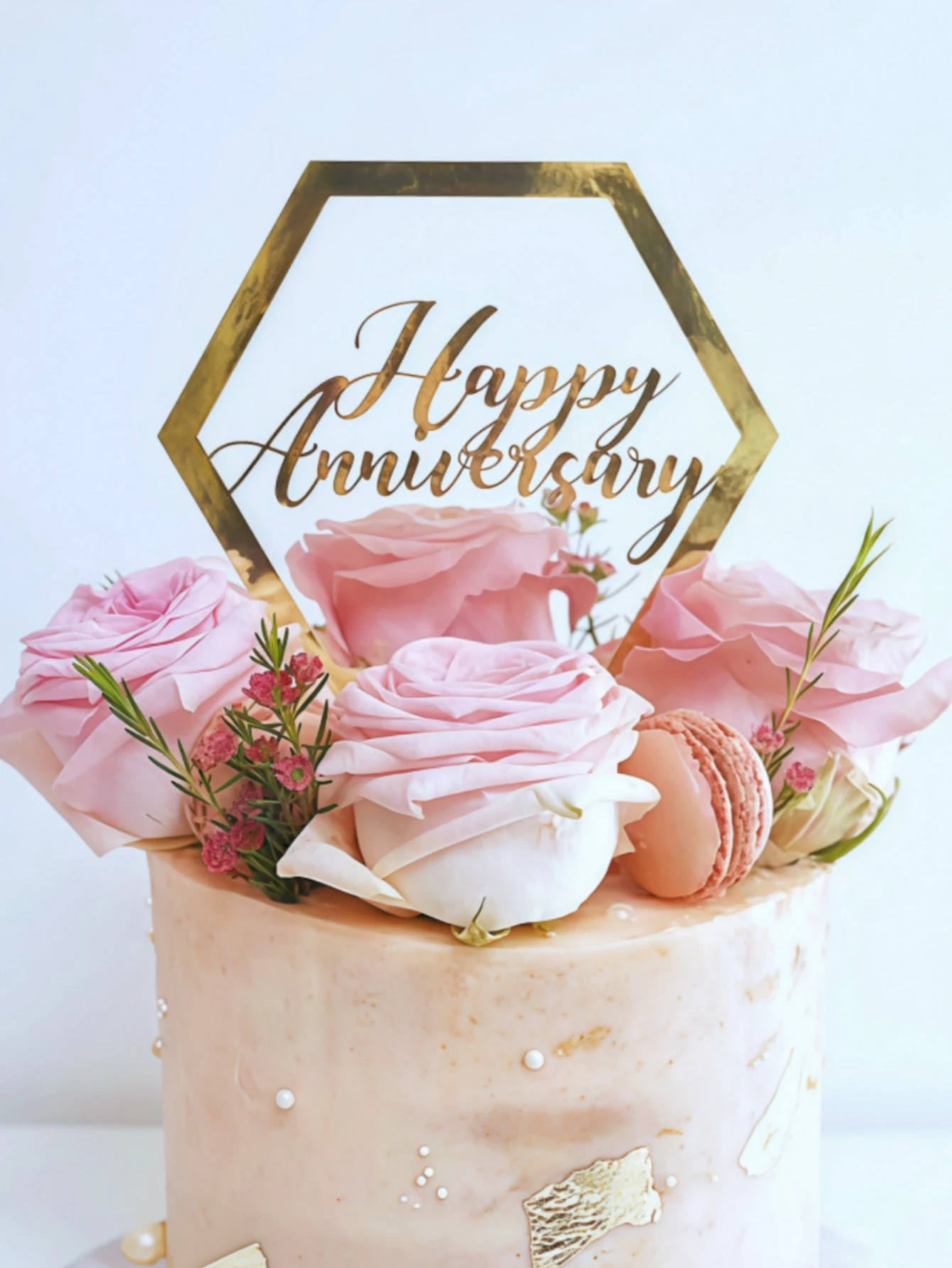 3/5pcs Cake Topper Decoration Happy Anniversary ,Wedding Anniversary Cake Decoration, Birthday Party Cake Decoration Supplies