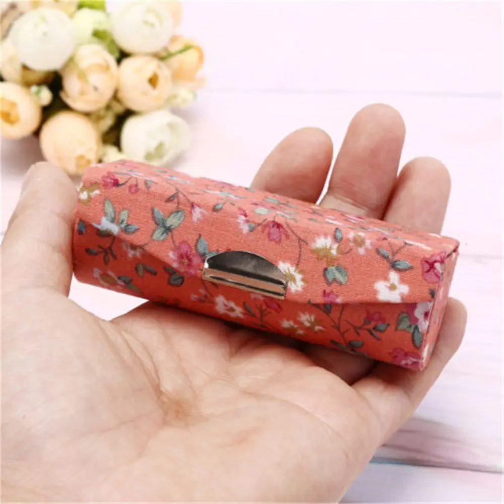 Hot New Makeup Storage Flower Designs Jewelry Holder Mini Mirror Lipstick Case Lip Gloss Box