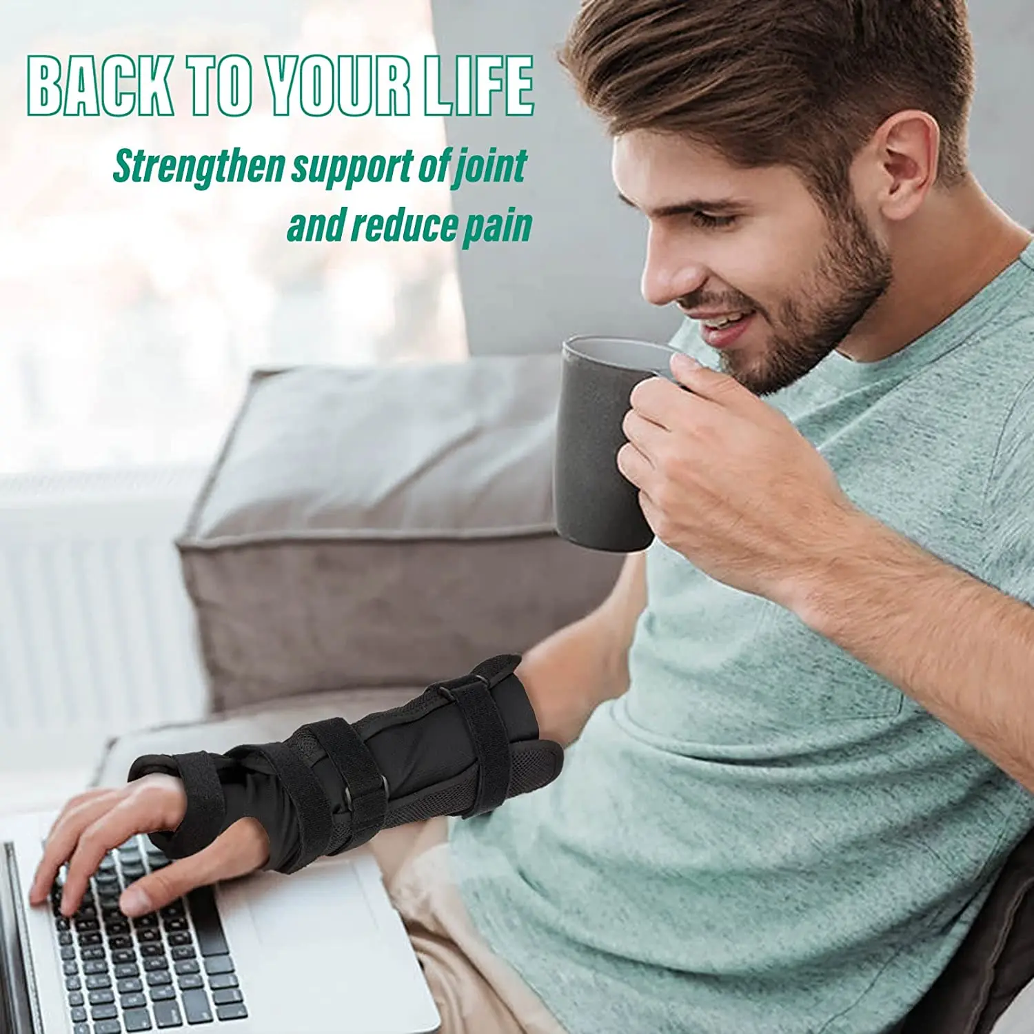 NEENCA Wrist Support Brace with Splints and Adjustment Knob Palm Wrist Orthosis Relieve and Treat Wrist Pain or Injuries