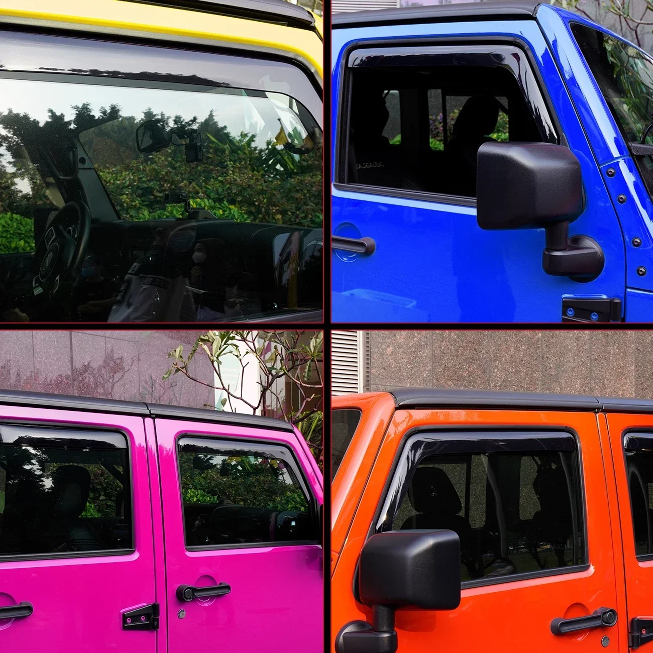 Car Side Window Wind Deflectors Vent Visors Sun Wind Rain Shield 4 Door For Jeep Wrangler JL 2018+  JL1047  LantSun