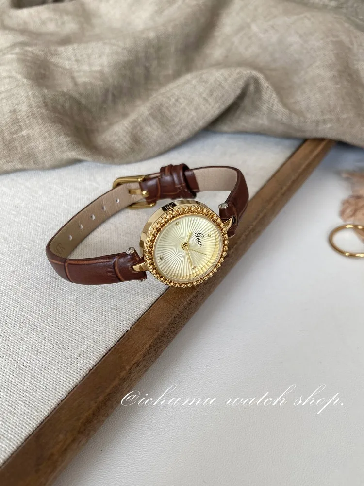 Vintage Women's Watch Luxury Gold Clock Fine Strap Waterproof Quartz Watch Elegant and Delicate Watches for Woman