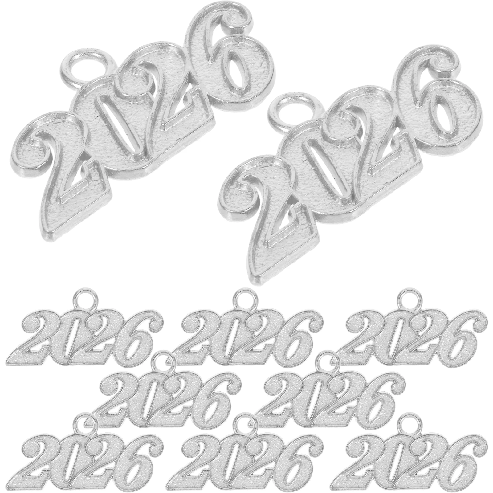 

50pcs 2026 Year Pendant Graduation Charms Tassel Zinc Alloy Keychain Party Favors Number Accessories DIY Decorations