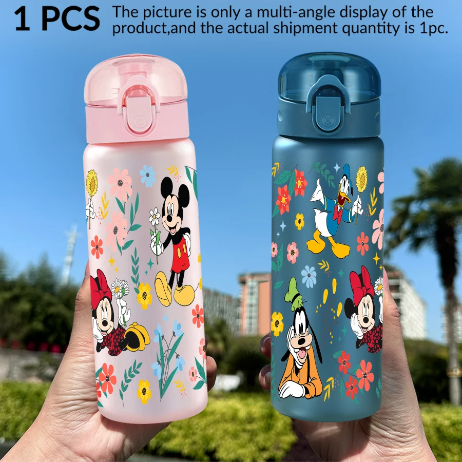 1 ชิ้น ดิสนีย์ มิกกี้ ลายดอกไม้ 26 ออนซ์ขวดน้ำพลาสติกกีฬากลางแจ้งถ้วยน้ำวันเกิด/ของขวัญกลับบ้าน