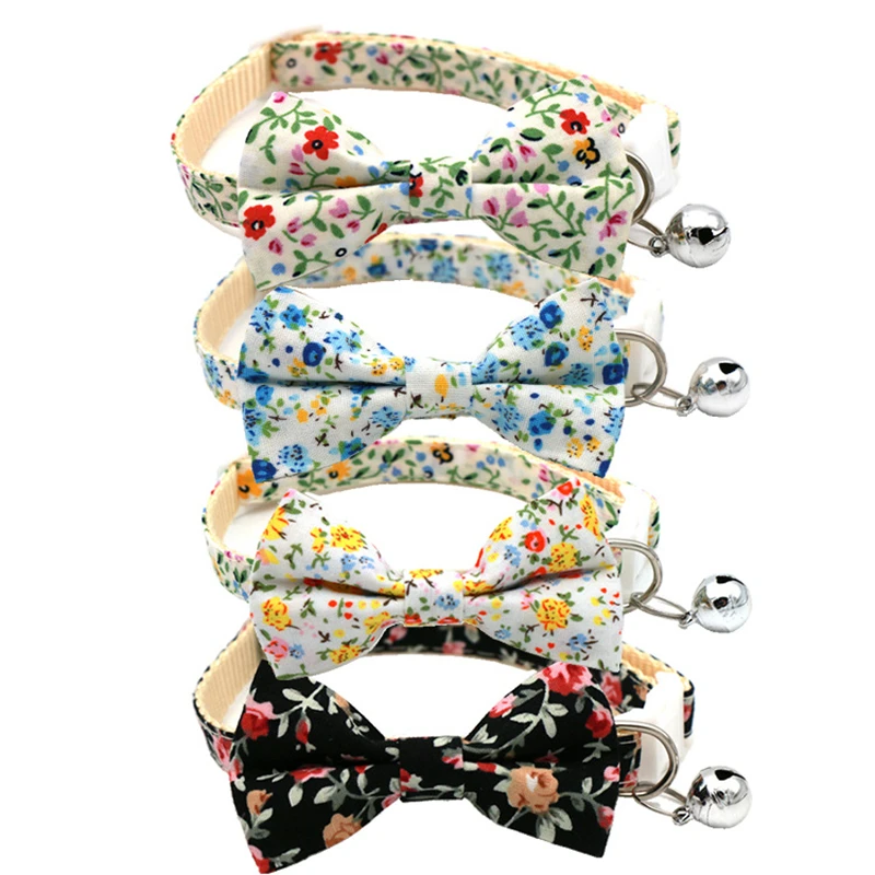 New Deign Floral Pet Dog Collars Adjustable Daisy Christmas Cosplay York Dog Necklace Cute Bow Tie Sphinx Cat Cute Neck Collars