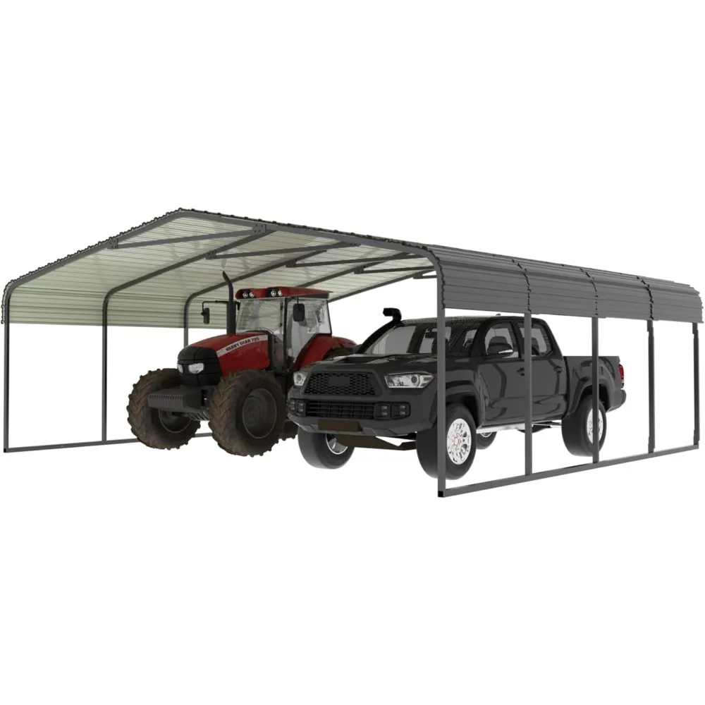 

20' x 20'Heavy Duty Canopy for Garage, Outdoor Carport, Car Garage Shelter with Innovative Assembly Metal Roof and Frame for Car