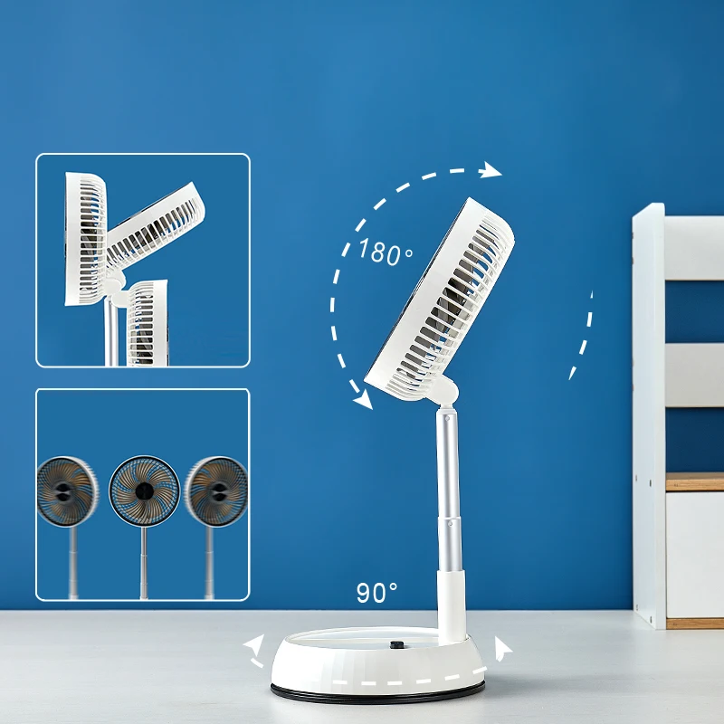 تلسكوبي مروحة قابلة للطي تهز الوقت سطح المكتب التحكم عن بعد مروحة أرضية قابلة للشحن المحمولة 8 بوصة USB التخييم مروحة قابلة للطي