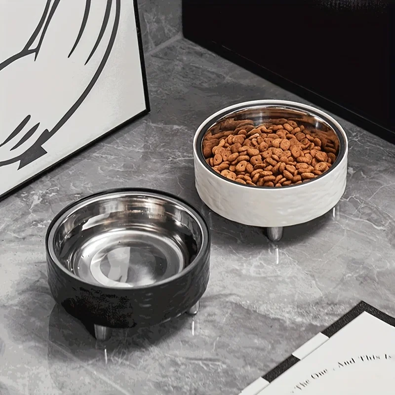 Erhöhter Futternapf aus Edelstahl für Hunde und Katzen, erhöhter Nackenschutz, Anti-Dumping, rutschfest, geeignet für Kätzchen und P – Detail 5