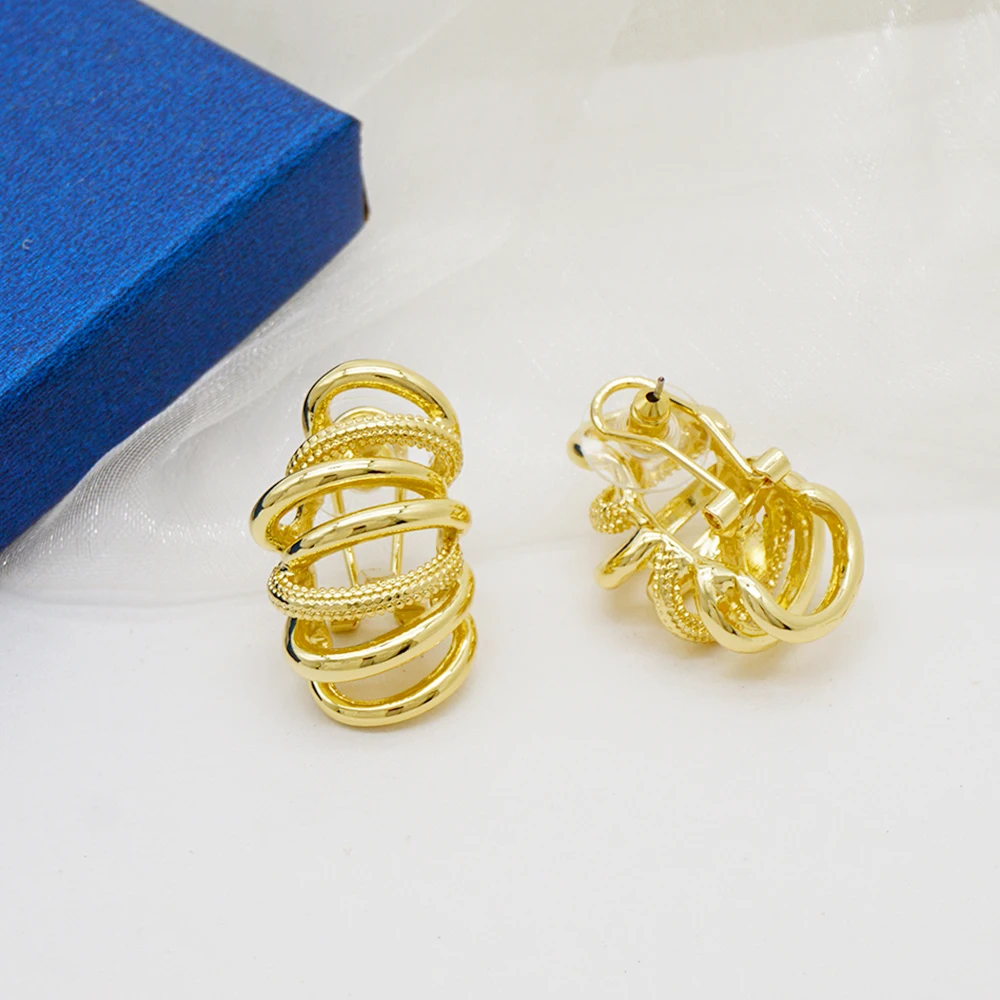 Trendy Dubai Gold Color Plated Jewelry Set High Quality Necklace Earrings For Women Fashion Accessories Wedding Party Gift