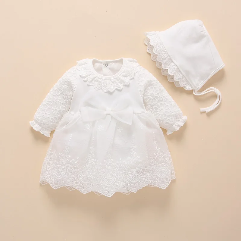 Vestido y ropa para niña recién nacida, Vestido de bautismo, Vestido blanco de bautizo para niña, Vestido de encaje, bata para bebé, Bapteme 3 6 9