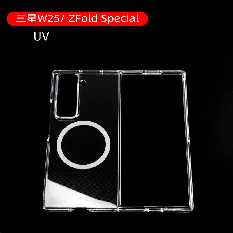 2in1 Transparent UV Anti-Scratch For Magsafe Case For Samsung Galaxy Z Fold 7 SE FoldSE W25 Magnetic Clear Hard PC Thin Cover