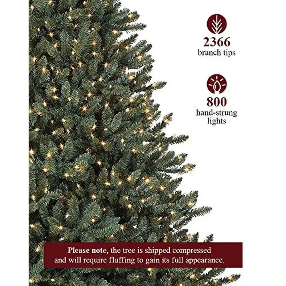 Classic Blue Spruce Prelit Christmas Tree 7ft 2144 Branch Tips Incandescent Lights Easy Storage & Setup Elegant Artificial Pine