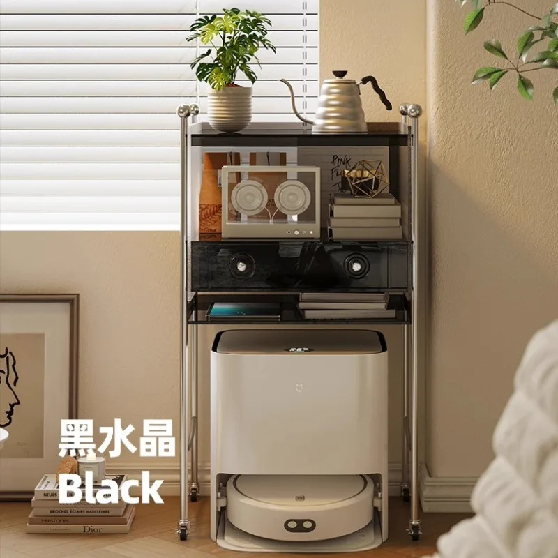 Sweeping robot shelf storage cabinet removable living room sofa acrylic small side cabinet