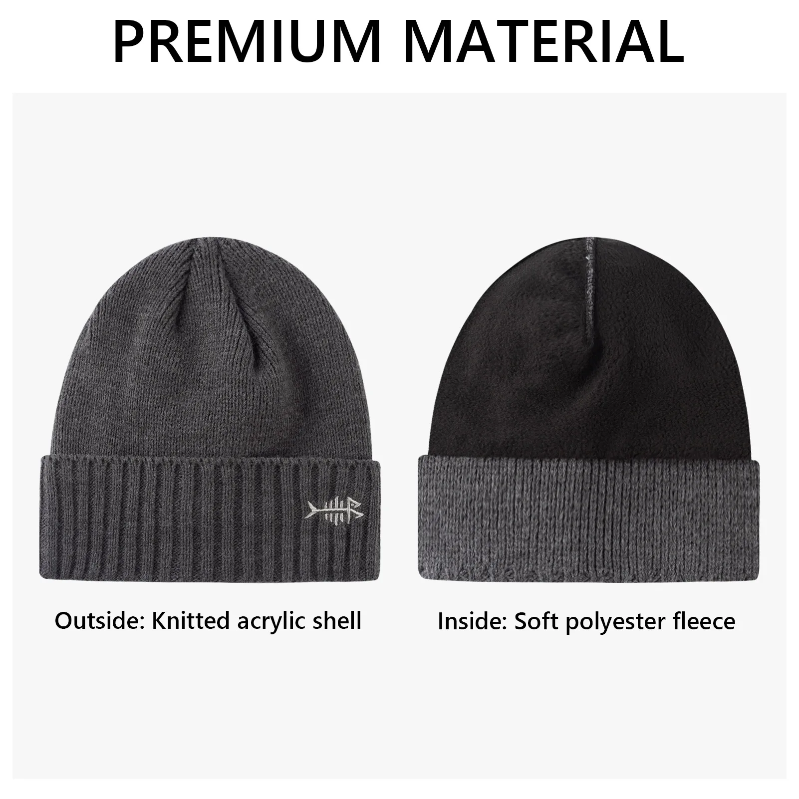 BASSDASH czapki zimowe typu Beanie z podszycie polarowe grubą ciepłą dla mężczyzn kobiet rozciągliwa dopasowana czapka z dzianiny Unisex