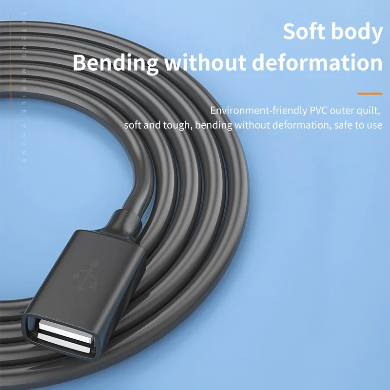 0.5M/1M/1.5M/2M/3M USB Extension Cable USB 2.0 Data Cable For Laptop TV SSD Mobile Hard Disk Male to Female Connector