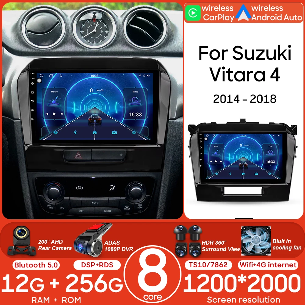 

Для Suzuki Vitara 4 2014-2018: Автомагнитола Android с мультимедиа, видеоплеером, Carplay, автонавигацией GPS, Wi-Fi, 2DIN