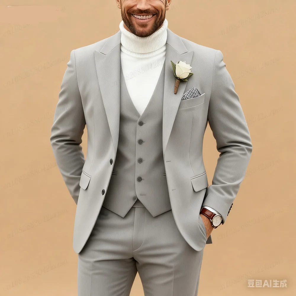 Мужской формальный фиолетовый бархатный смокинг, костюм из трех предметов, черный свадебный костюм для жениха, шафер, церемония, вечерние бальные халаты для бизнеса