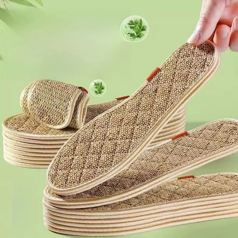 نعال داخلية مضادة للرائحة من القطن والكتان من Mugwort، ونعال ناعمة، وامتصاص قوي للعرق، وتهوية وإزالة الروائح الكريهة