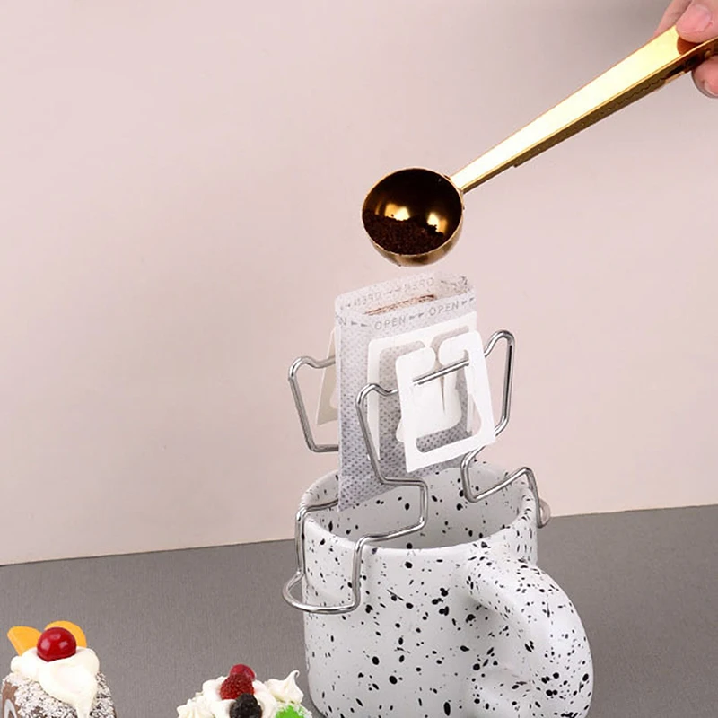 Stainless Steel Reusable Coffee Cup Drip Basket Filter Paper Bag Holder Japanese Style Headphone Drip Bag Holder