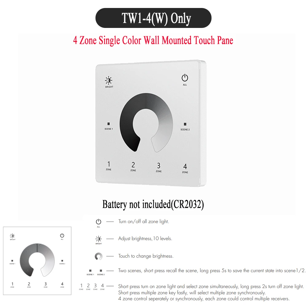 CENFAYA ZigBee & RF 2CH LED Controller DC 12V 24V Smart Dimmer Match mit RF 2,4G Fernbedienung für WW CW NW CCT LED Streifen 9