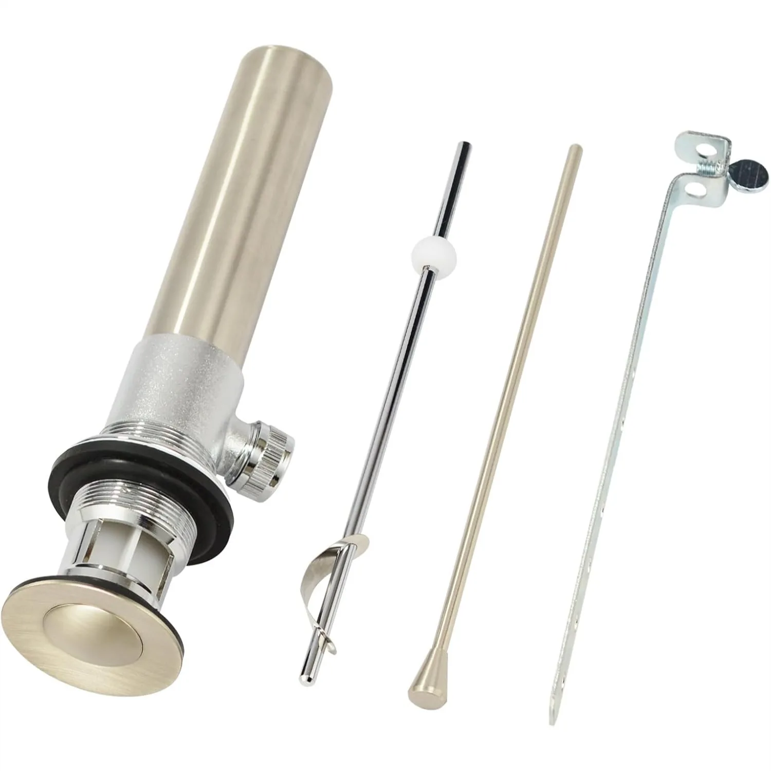 

Bathroom Faucet Vanity Sink Pop-Up Drain Stopper Assembly with Lift Rod and Overflow, Brushed Nickel Finish