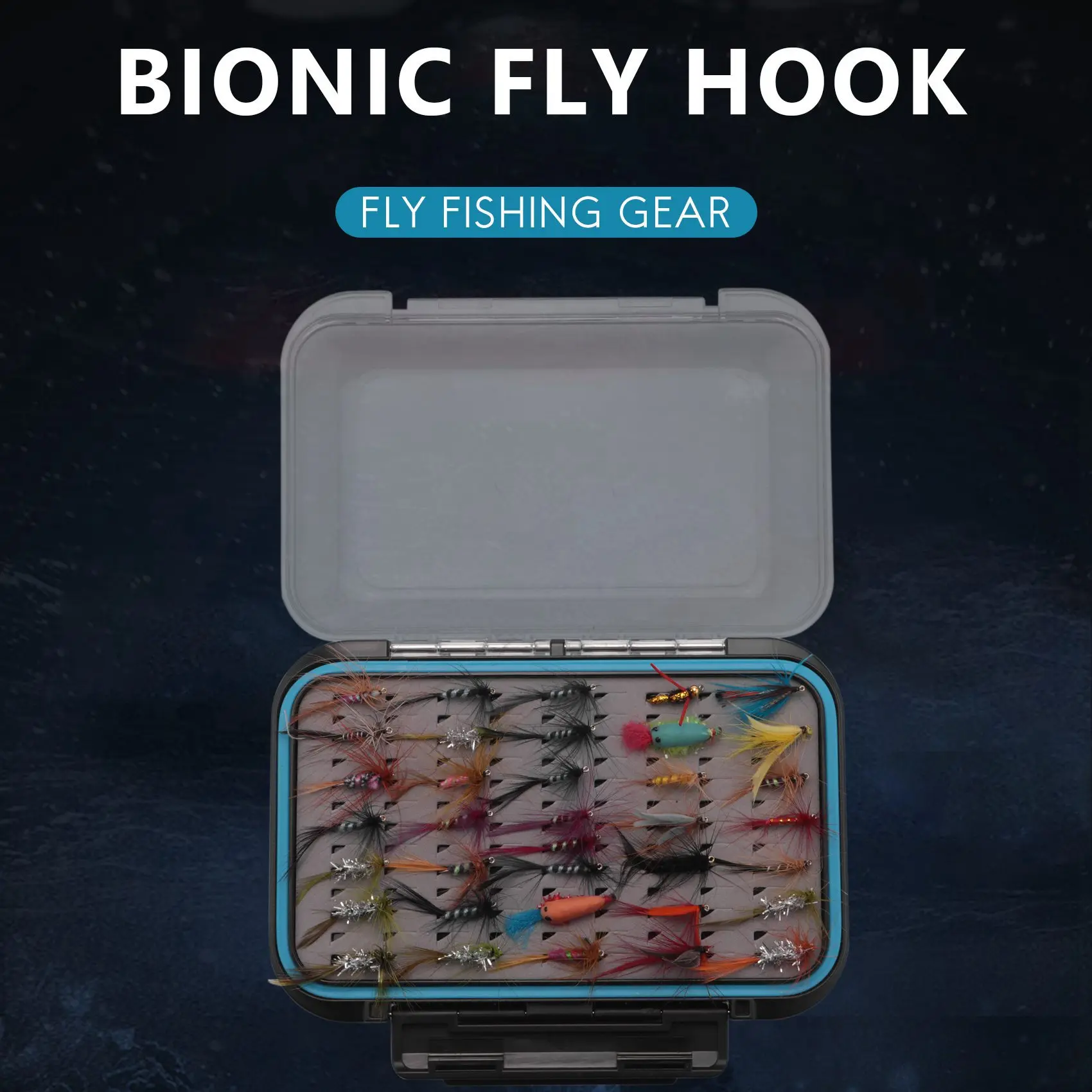 AB91-64pcs Dry Flies Bass Salmon Trouts Flies Nymph and Streamer Fly Fishing flies Kit Waterproof Fly Box for Trout Fly Fishing