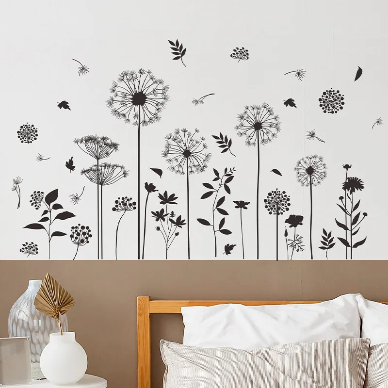 

Black Dandelion Dancing Wall Sticker Living Room Background Decor Beautify Mural Bedroom Home Decoration Self-adhesive Decals