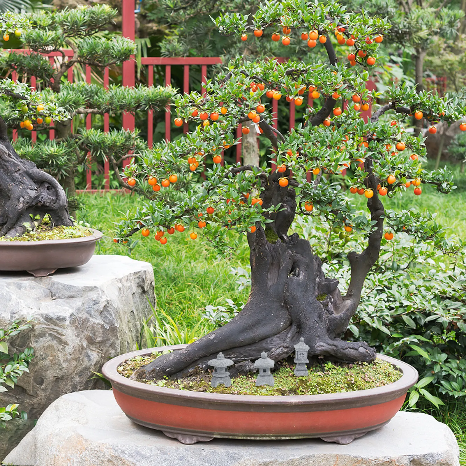 Bonsai Zen Garden Set - Miniature Pagoda Garden Decor 3 Piece