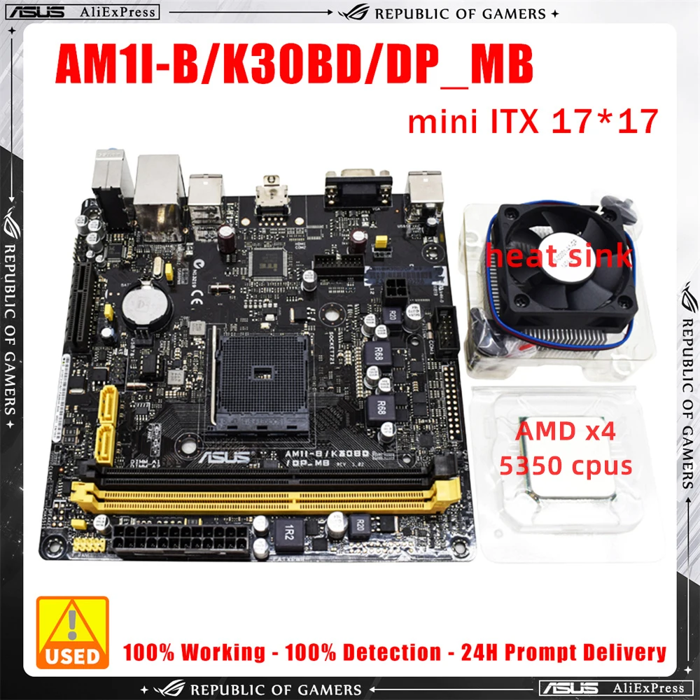 

Комплект материнской платы AM1 Asus AM1I-B/K30BD/DP_MB с AMD x4 5350 процессорами + радиатор AM1I комплект материнских плат SATAIII DDR3 mini ITX