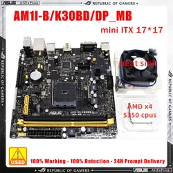 AM1 Motherboard kit Asus AM1I-B/K30BD/DP_MB with AMD x4 5350 cpus+ heat sink AM1I Motherboards kit  SATAIII DDR3 mini ITX