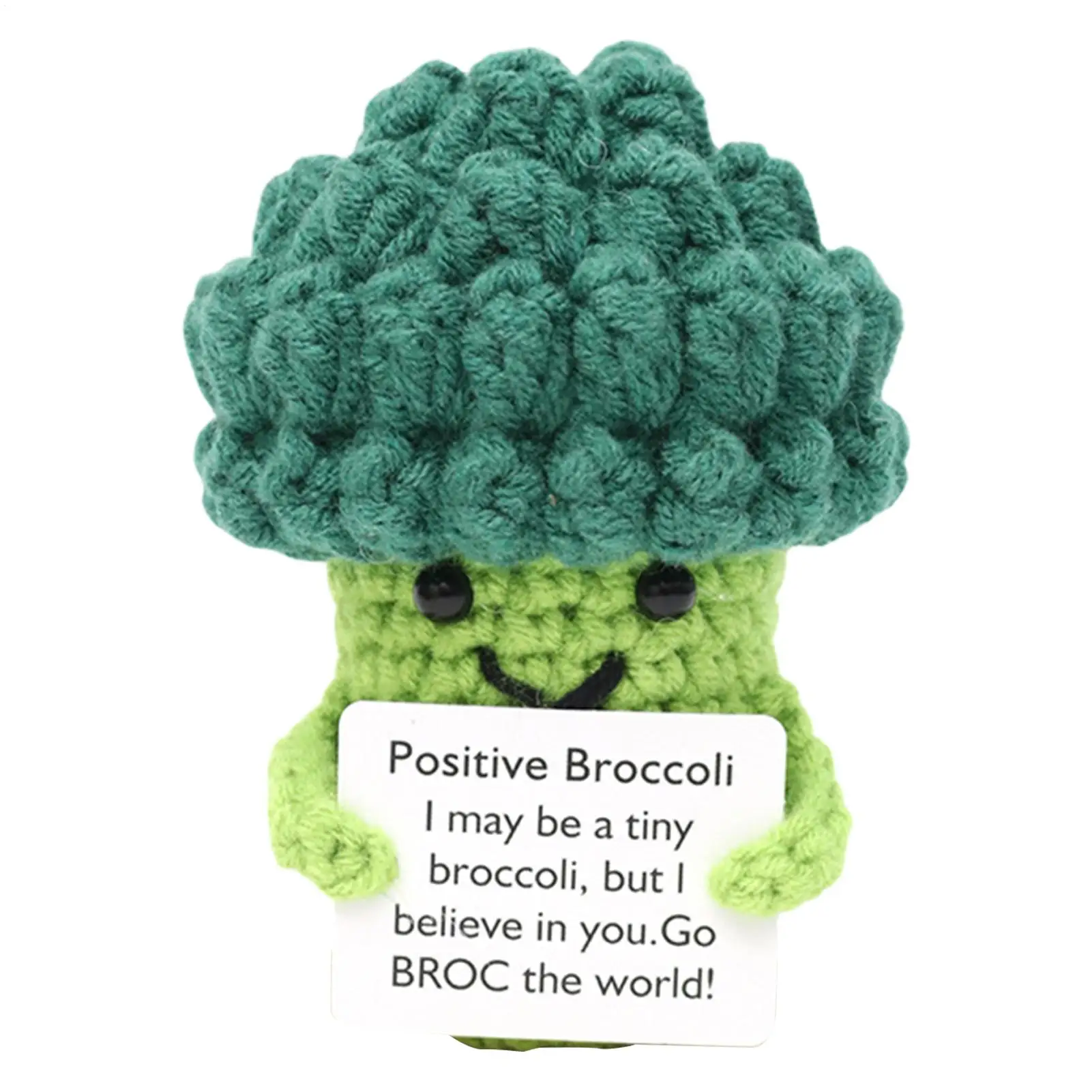 Crochet Doll Broccoli Inspirational Doll Cute Funny Broccoli Toy Desk Decor for Student Teacher Nurse College Birthday Christmas