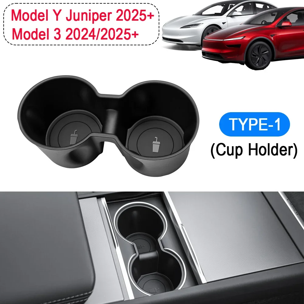 

For Tesla Model Y Juniper Model 3 2025 Center Console Water Cup Holder TPE Coaster Mat Pad Model Y Juniper Organizer Accessories