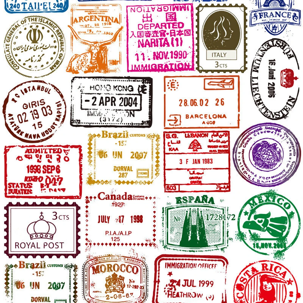 10/30/50pcs Vintage Transparent Postmark Stamp Stickers Decals Toy DIY Luggage Skateboard Fridge Car Graffiti Sticker for Kid