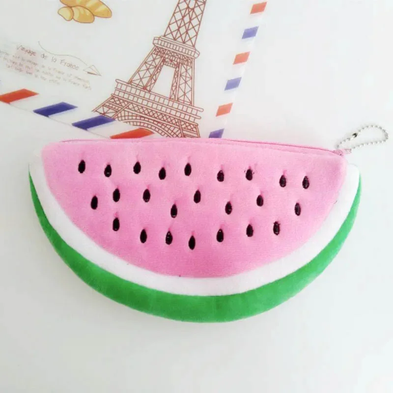 Cute Fruit Watermelon Cactus Plush Pencil Case Cosmetic Bag Pen Box for Girls Gift Stationery Pouch School Office Supplies