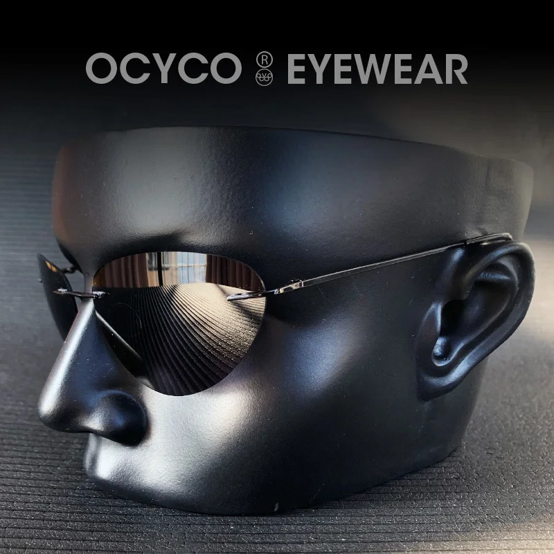 OCYCO Cat Eye Polarized Ultralight Pilot The Matrix Neo Sunglasses Rimless Men Driving Brand Design Sun image 3