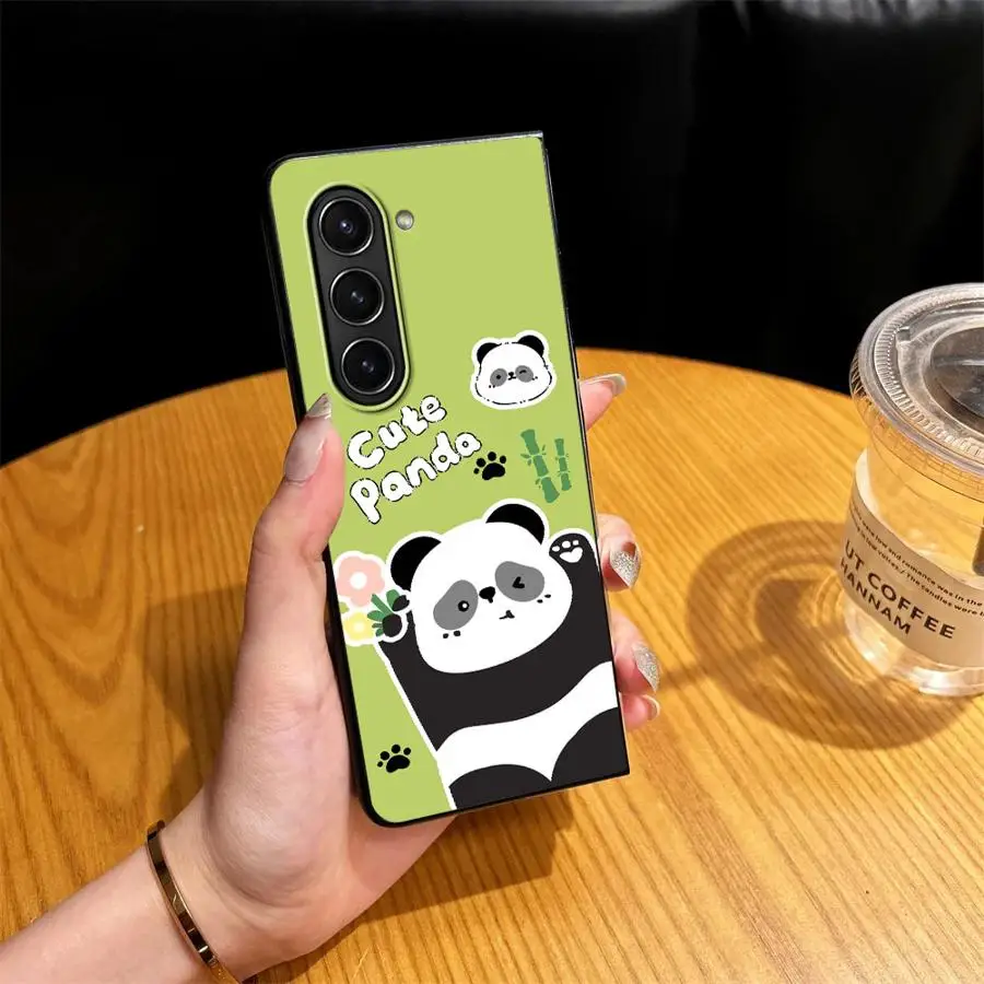 Cute Panda Cartoon Case for Samsung Galaxy Z Fold 8 Ultra Z Fold 7 6 5 4 3 ZFold3 ZFold7 ZFold6 ZFold5 ZFold4 Phone Cover