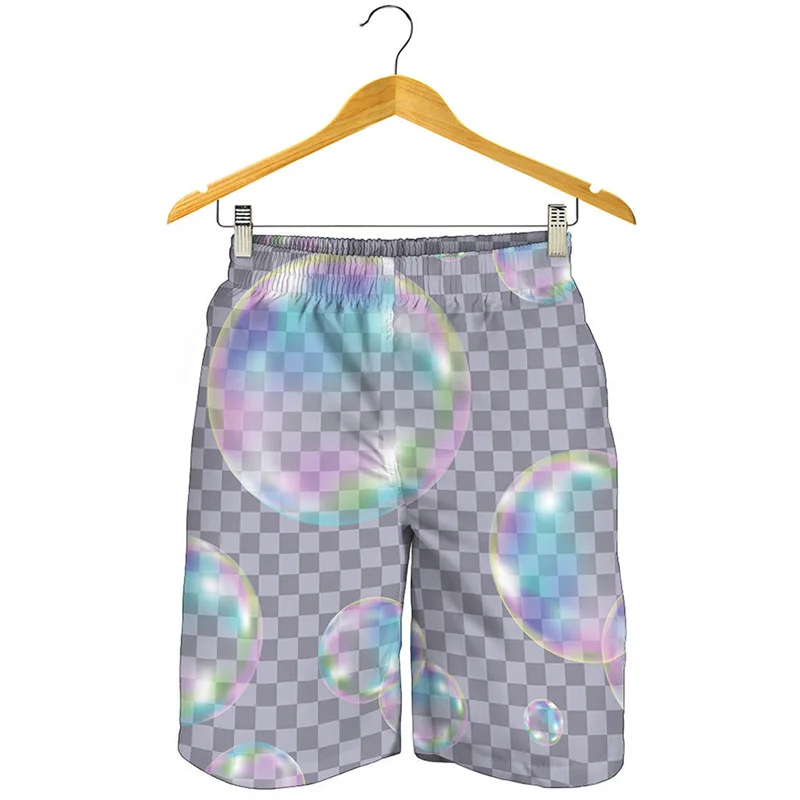 Colorful Soap Bubble Pattern Short Pants Men Streetwear Summer Oversized Beach Shorts 3D Printed Surf Board Shorts Swim Trunks