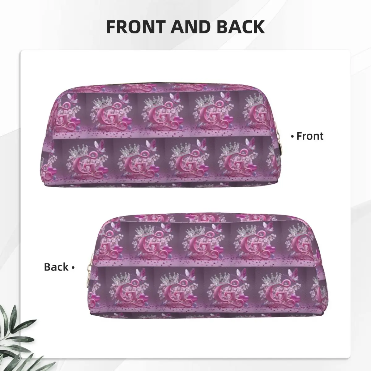 One Letter A Crown Butterfly Flowers Printed 6 Pencil Cases for Students School Pen Box Pencil Bag Pencil Pouch Pen Holder
