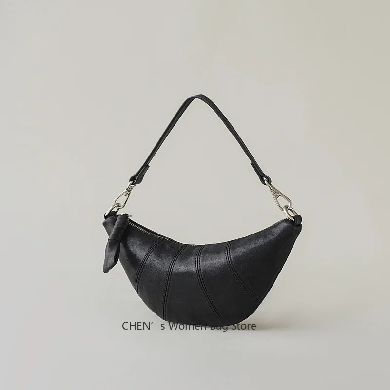

Vintage Women's Dumpling Crossbody Bag 2025 Trend Zipper Handbag Solid Color Ladies Shoulder Bag Fashion Armpit Bag