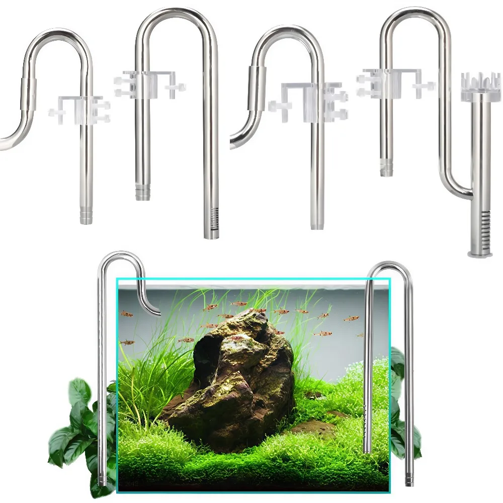 Стальная нержавеющая впускная труба с выходом лилии для аквариума, фильтр для аквариума, водные растения, поверхность резервуара, скиммер, аксессуары для аквариума