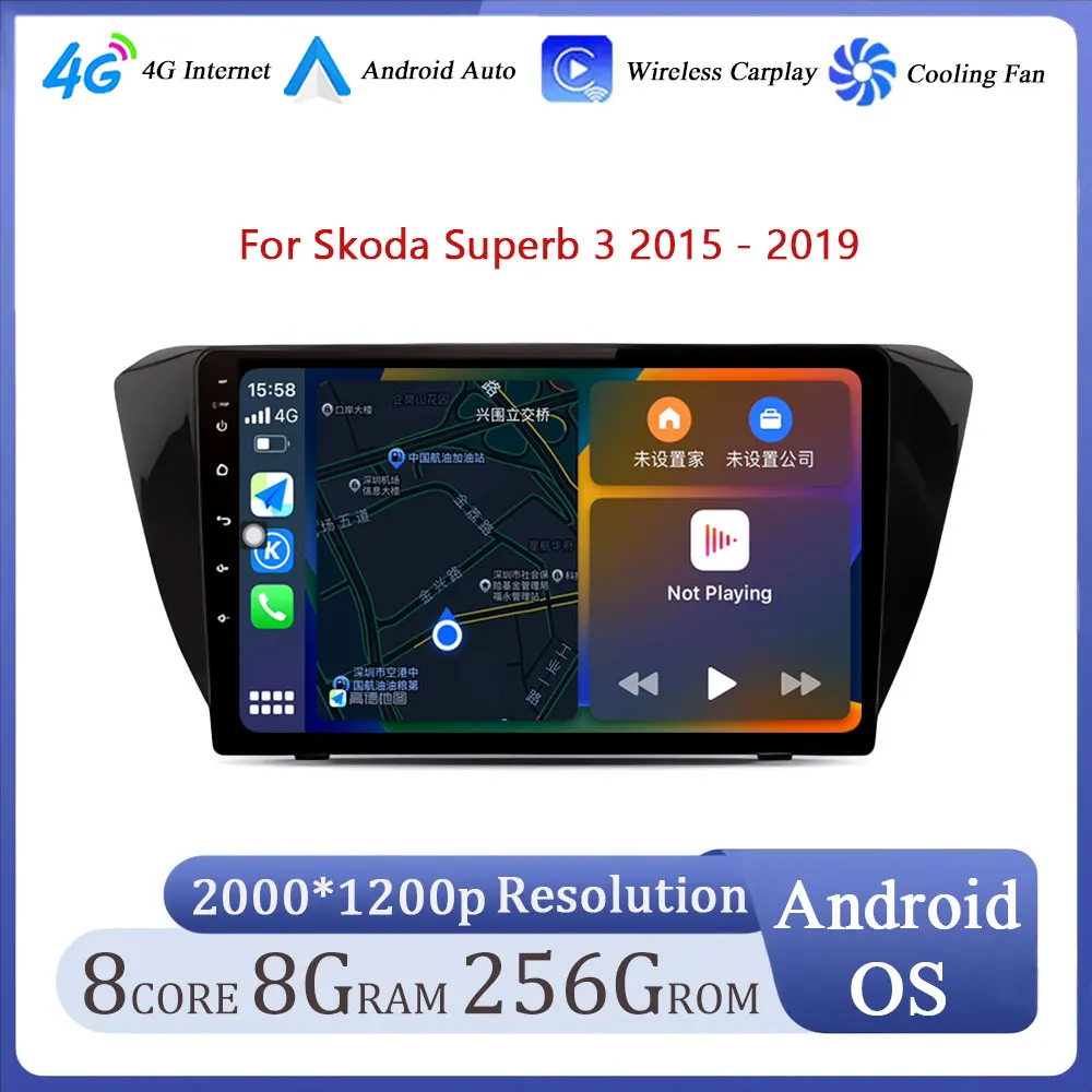 

Android OS Car Radio for Skoda Superb 3 2015-2019 Car Radio Multimidia Video Player Stereo Carplay Auto RDS 4G WIFI GPS