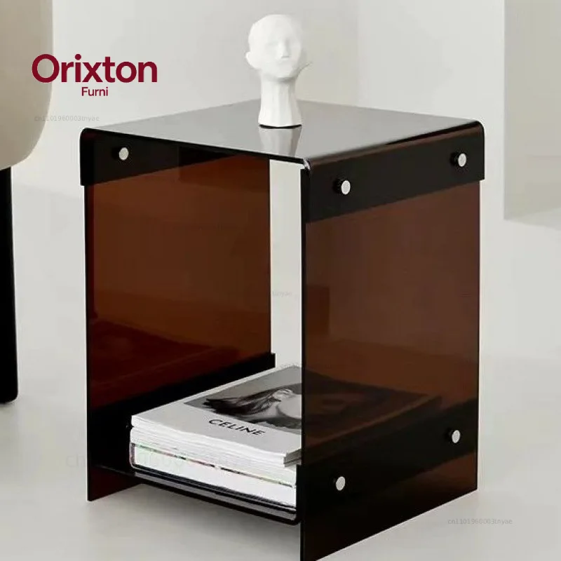Acrylic transparent edge few Internet celebrities simple bedroom bedside table Nordic coffee table sofa few ins light luxury she image 3