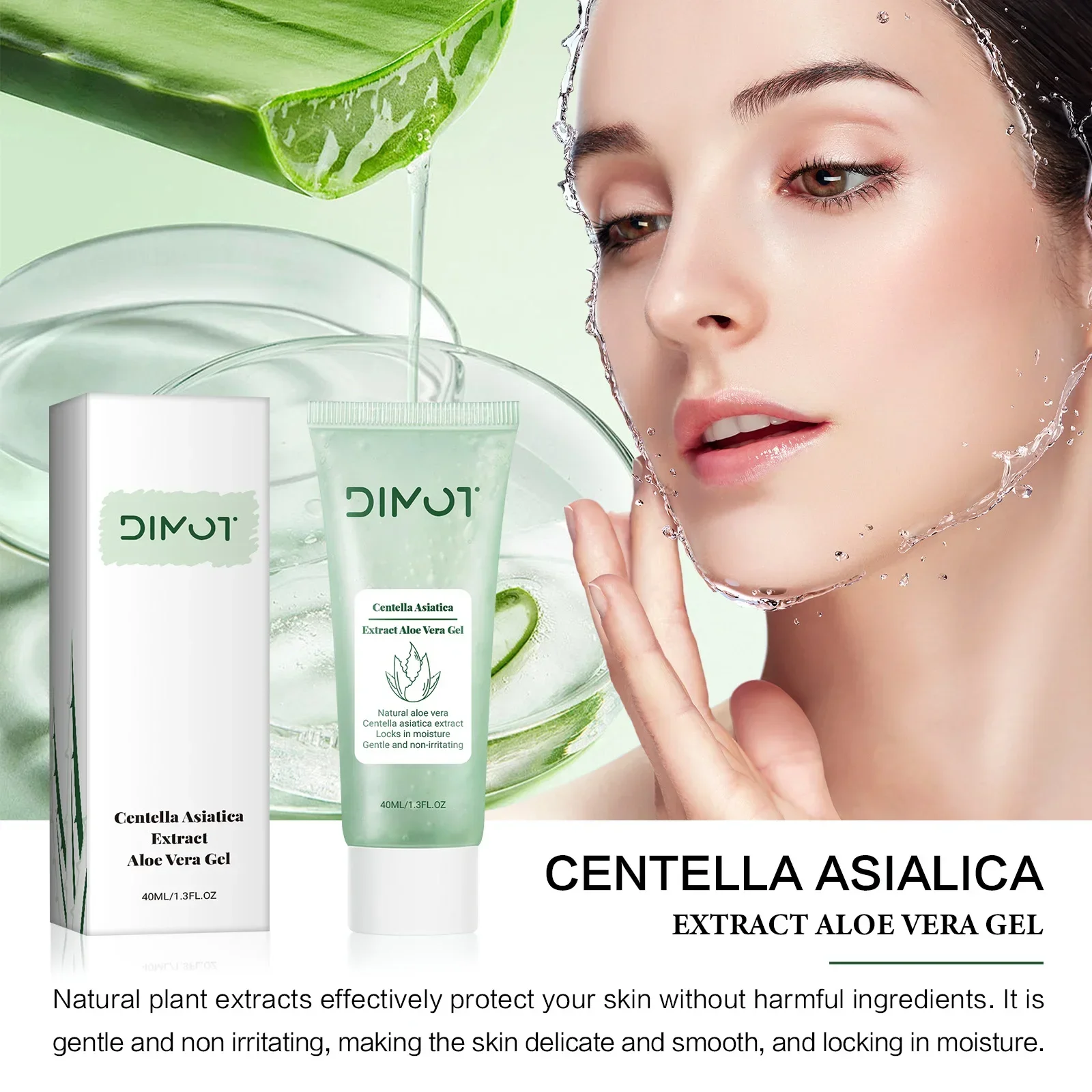 Centella Asiatica & Aloe Vera Gel 40ml Extract Aloe Vera Gel – Hydrate, Soothe